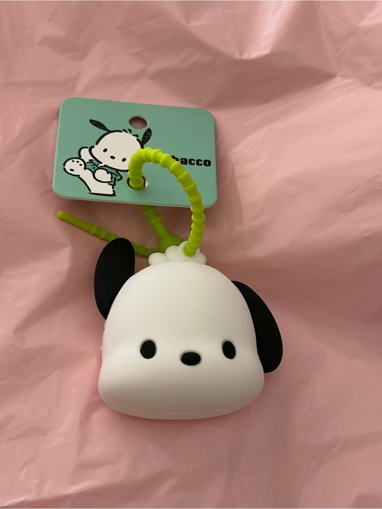 Sanrio Accessories - Sanrio Pochacco Coin Pouch with Black Ears and Lime Strap